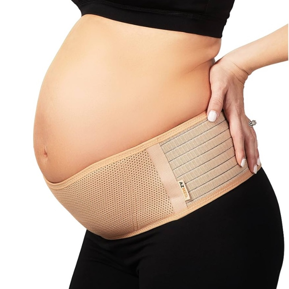 AZMED Maternity Belly Band - All Stages of Pregnancy & Postpartum (Beige)